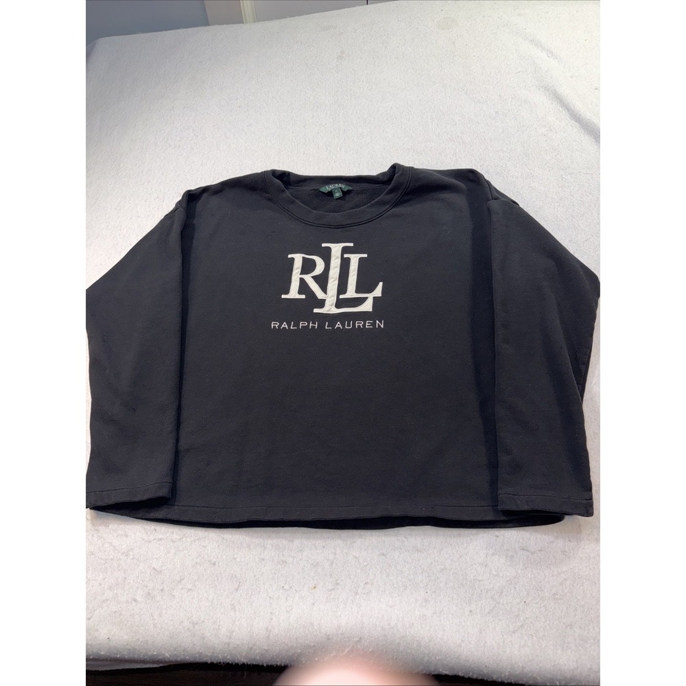 LRL Lauren Ralph Lauren Long Sleeve‎ Sweatshirt Women's Size XS Black Top Logo